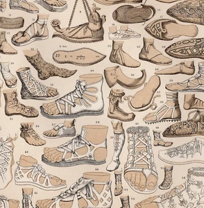 SHOES & SANDALS - Ancient Footwear Boot Middle Ages 1888 Antique Print w Video - Picture 1 of 2
