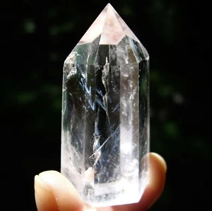 Fantasmas de refracción de luz interna azul plumoso interior punto de cuarzo 44,1 g - Imagen 1 de 12