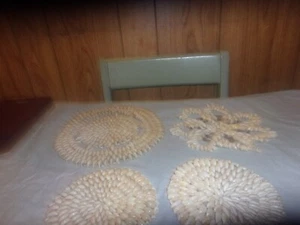 VINTAGE SEA SHELL DOILIES  LOT OF 4 AS FOUND - Picture 1 of 8