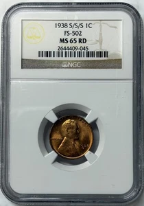 1938 S/S/S Lincoln Wheat Cent MS65RD RPM FS-502 - Picture 1 of 2