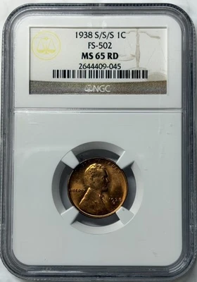 1938 S/S/S Lincoln Wheat Cent MS65RD RPM FS-502 - Image 1 of 2