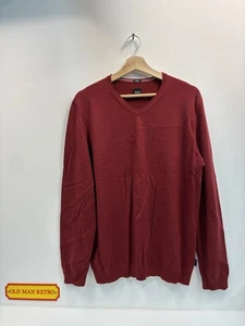Hugo Boss Herren Pullover XL Rot Extra Feine Merinowolle Slim Fit V-Ausschnitt Pullov - Bild 1 von 9