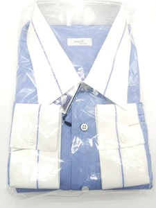 Men's Dress Shirts MAROL Bologna with Stripe Blue Size 19 / 47 new - Picture 1 of 8