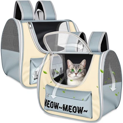 Pack de 2 Mochilas Porta Gatos, Mochila Porta Mascotas Diseño Malla Ventilada Animación... Foto 1 de 4