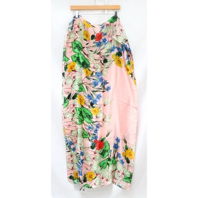 NWT Echo floral print large square scarf silk pink print green colorful romantic - Image 1 of 4
