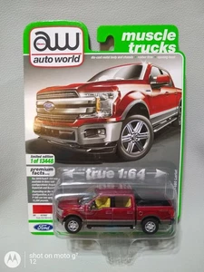 1/64 AUTO WORLD 2019 FORD F-150 LARIAT rosso rubino premium piloti reali interni marroni - Foto 1 di 14