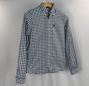 ABERCROMBIE & FITCH Camicia Uomo Bottoni Grande Blu Plaid Muscolo LS 100% Cotone - Foto 1 di 11
