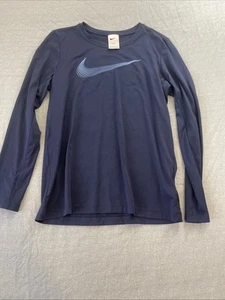 Boys Youth Nike Shirt Long Sleeve Navy Blue Size Large - Picture 1 of 6