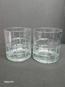 Juego de 2 gafas bajas vintage Anchor Hocking TARTAN Manchester antiguas - Imagen 1 de 5