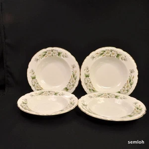 Embassy USA American Set 4 cuencos de sopa con borde madera de perro borde dorado en relieve 8 1/8" - Imagen 1 de 12