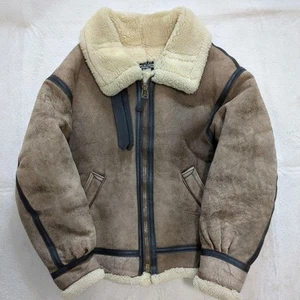 AVIREX B-3 Real Mouton Bomber Lamb Leather Flight Jacket Brown Size 40 US Made - Picture 1 of 10