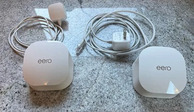 Amazon eero 6 Mesh Wi-Fi Router Plus Extender Model N010001 2 Power Cords Reset - Image 1 of 4