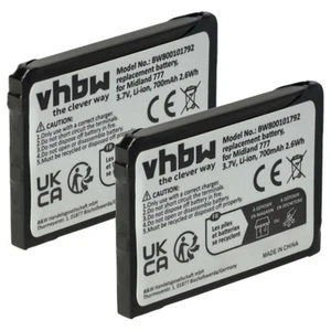 2x bateria do Midland PMR446 PMR446+ 777 700mAh 3,7V - Zdjęcie 1 z 9