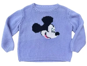 Vintage Disney Handmade Mickey Mouse Purple Knitted Sweater 4/5T? - Picture 1 of 12