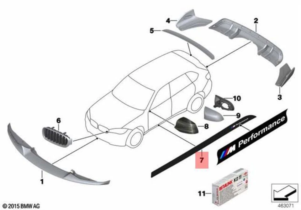 Original BMW X5 X6 F15 F16 X5 25d 25dX Lámina Alféizar Lateral Izquierdo/Derecho 51142348319 Foto 1 de 1