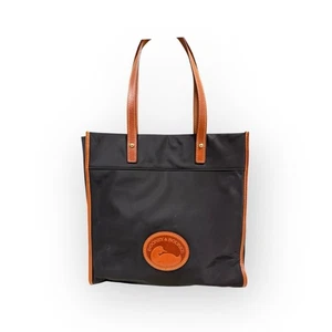 Bolso de Mano Vintage Y2K Dooney & Bourke Cuero/Cabriolet Nailon Mercado Logo Grande - Imagen 1 de 9