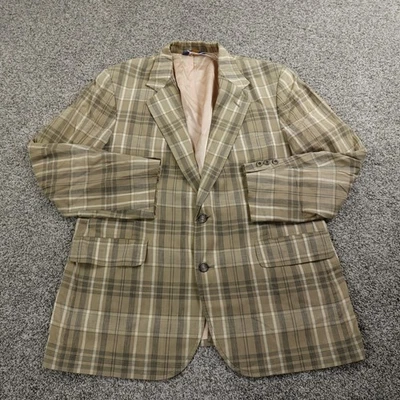 VTG Pendleton Jacket Mens 44 Beige Brown Plaid Wool Blazer Sport Over Coat USA - Image 1 of 4