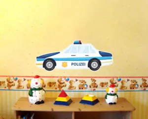 Samunshi Polizeiwagen Wandtattoo Wandaufkleber Kinderzimmer 7 Größen - Bild 1 von 1