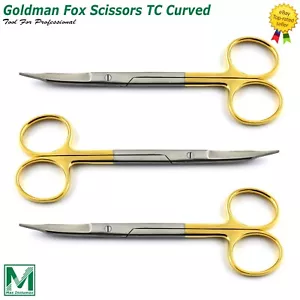 3Pcs Surgical Goldman Fox Scissors TC Curved 13cm Dental Super Cut Operating Vet - Picture 1 of 8