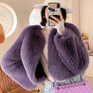 Mode Frauen echter Fuchspelzmantel dicke Oberbekleidung Winter warmer Mantel kurze Jacken - Bild 1 von 13