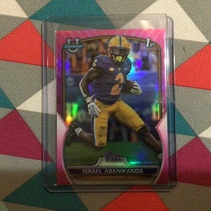 Israel Abanikanda #95 Pitt RC 2022 1° rifrattore rosa cromato Bowman University - Foto 1 di 2