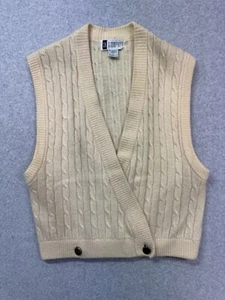 SK & Company Sweater Vest Womens Cream Large Lambswool Rabbit Hair Blend Cozy - Picture 1 of 11