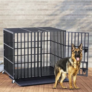 Hundekäfig mit Rollen Stahl Hundebox Transportbox für große Hunde Schwerlast - Bild 1 von 18