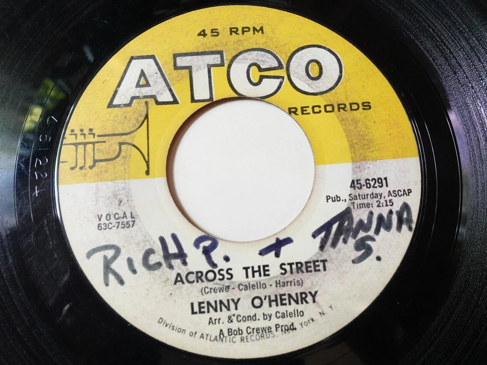 Lenny O'Henry "Across the Street/Saturday Angel" ATCO 6291 Northern Soul 45 - Image 1 of 1