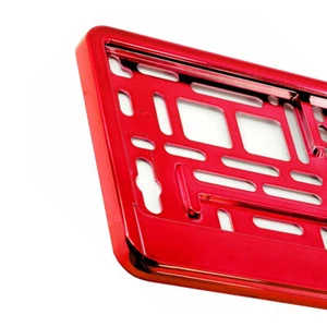 2 X RED GLOSS CHROME Car Number Plate Surround Holder FOR ANY CAR VAN M - Picture 1 of 6