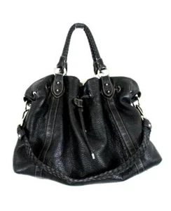 DONALD J PLINER BLACK GRAINED LEATHER CONVERTIBLE SHOULDER BAG - Bild 1 von 9