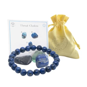Hals Chakra Heilung Kristall Geschenkpackung Lapislazuli Chakra Armband Steine - Bild 1 von 3
