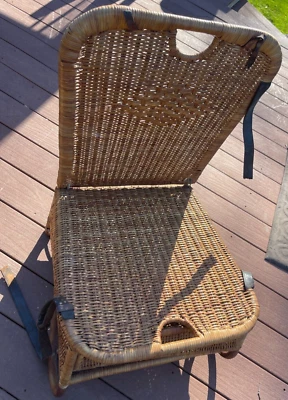 Винтажное складное портативное плетеное пляжное каноэ кемпинг кресло рыбака сиденье ротанг - Изображение 1 из 4