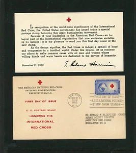 1952 FDC 1016-1 1st Cachet VF Cover Red Cross UN Nov 21 - Picture 1 of 2