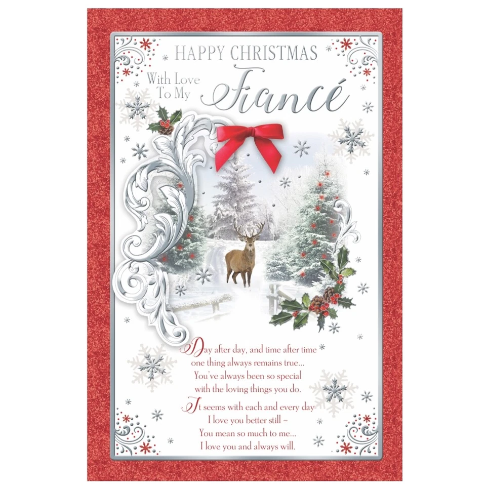 XPRESS YOURSELF With Love to My Fiance Deer in Winter Wonderland Design Christmas Card