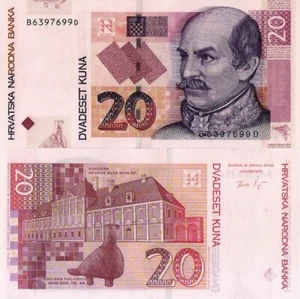 CROATIA 20 Kuna, 2012 UNC P39b, Ban Josip Jelacic and Castle Eltz in Vukovar - Picture 1 of 3