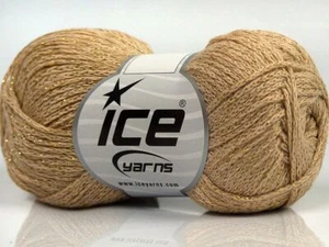 8-Skein Lot Elegant Metallic Cotton Yarn 8x50g Dark Cream - Picture 1 of 4