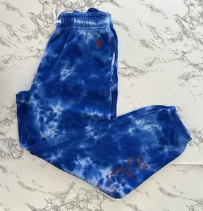 Polo Ralph Lauren Fleece Sweatpants Jogger Tie Dye Blue Marble Women’s Size XL - Picture 1 of 8