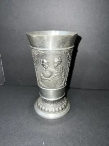 Taza/taza de peltre alemana vintage Eduard Scholl con copa de hombre mujer y ciervo ciervo alce - Imagen 1 de 11