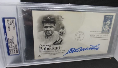 EDDIE MATTHEWS SIGNED 1983 BABE RUTH FIRST DAY COVER PSA/DNA AUTHENTIC AUTO - Image 1 of 4