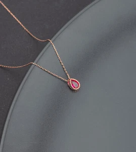Collana goccia pietra rubino in argento sterling 925 ER0819-miglior regalo - Foto 1 di 2