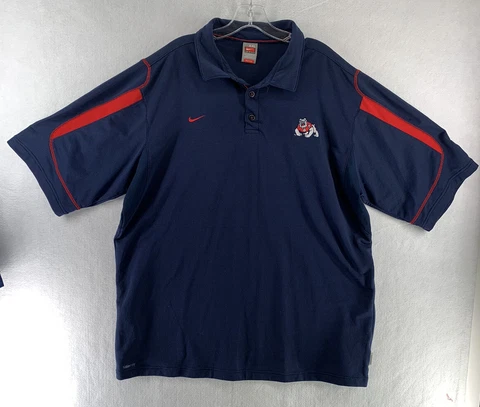 Nike Team Fresno State Bulldogs Polo Shirt Mens Size XXL Red Dry Fit Cover