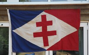 WW2 - Large Free French Naval Ensign FNFL - Flag Dated 1943 - Measures 5ft X 3ft