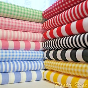 Candy Stripes Mini Gingham / Checks 100% COTTON Poplin Fabric Metre Fat Quarter - Picture 1 of 26