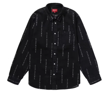 Camisa Denim Jacquard Rayas Logo Supreme - Talla M, Negra + Supreme Bouncy Ball Foto 1 de 4