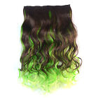 18" Curly Wavy Two Tone Ombre Dip Dyed Party Clip In Hair Extensions Hair Piece