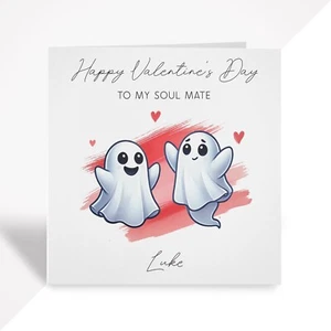 Funny Valentine's Day Card - Soul Mates Ghost Gift for Boyfriend Girlfriend Wife - Picture 1 of 6