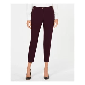 Calvin Klein Damenhose 8 Auberginen lila gold mit Knopfdruck kurz mit Etikett DC23 - Bild 1 von 3