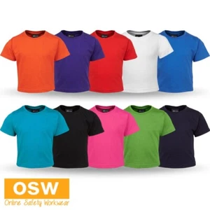 Kid's Infant Short Sleeve Solid Color Elastane Rib Crew Neck Tee Classic Fit - Picture 1 of 42