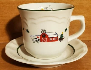 Pfaltzgraff SNOW VILLAGE Cup & Saucer, 3 1/4", Christmas, Excellent - Picture 1 of 11