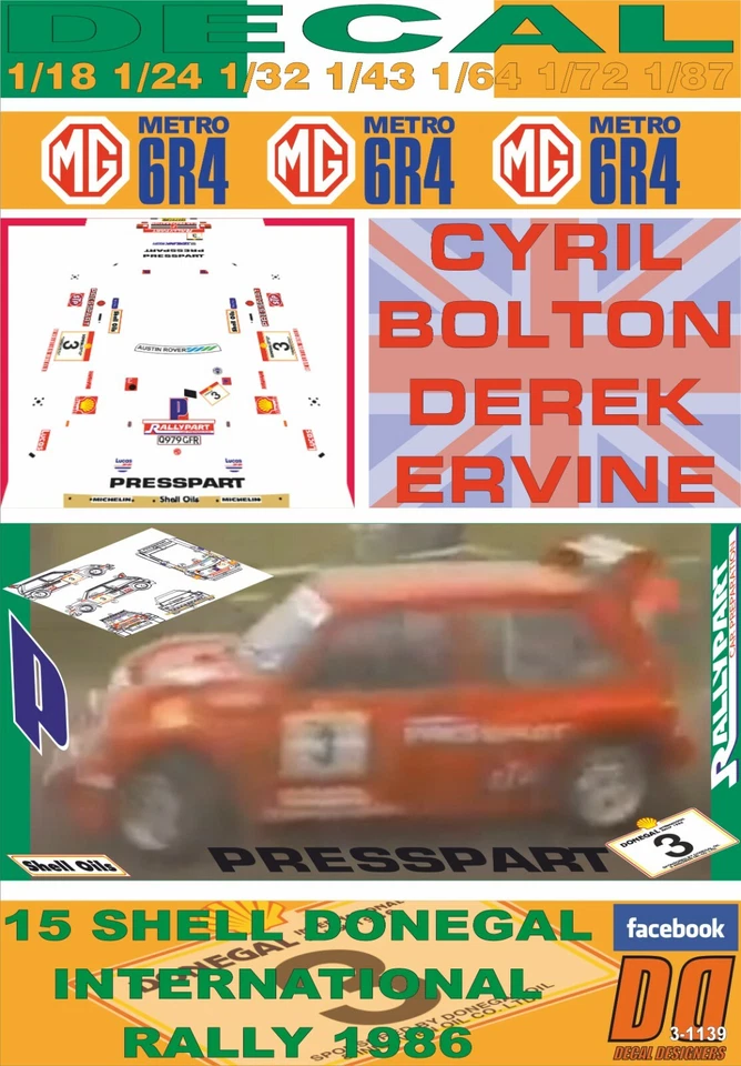 DECAL MG METRO 6R4 C.BOLTON DONEGAL R. 1986 3rd (06) - Image 1 of 1